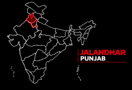 Jalandhar, Punjab - Soudal India - Soudal India Outline of India with Punjab highlighted in red; label reads 'Jalandhar, Punjab'.